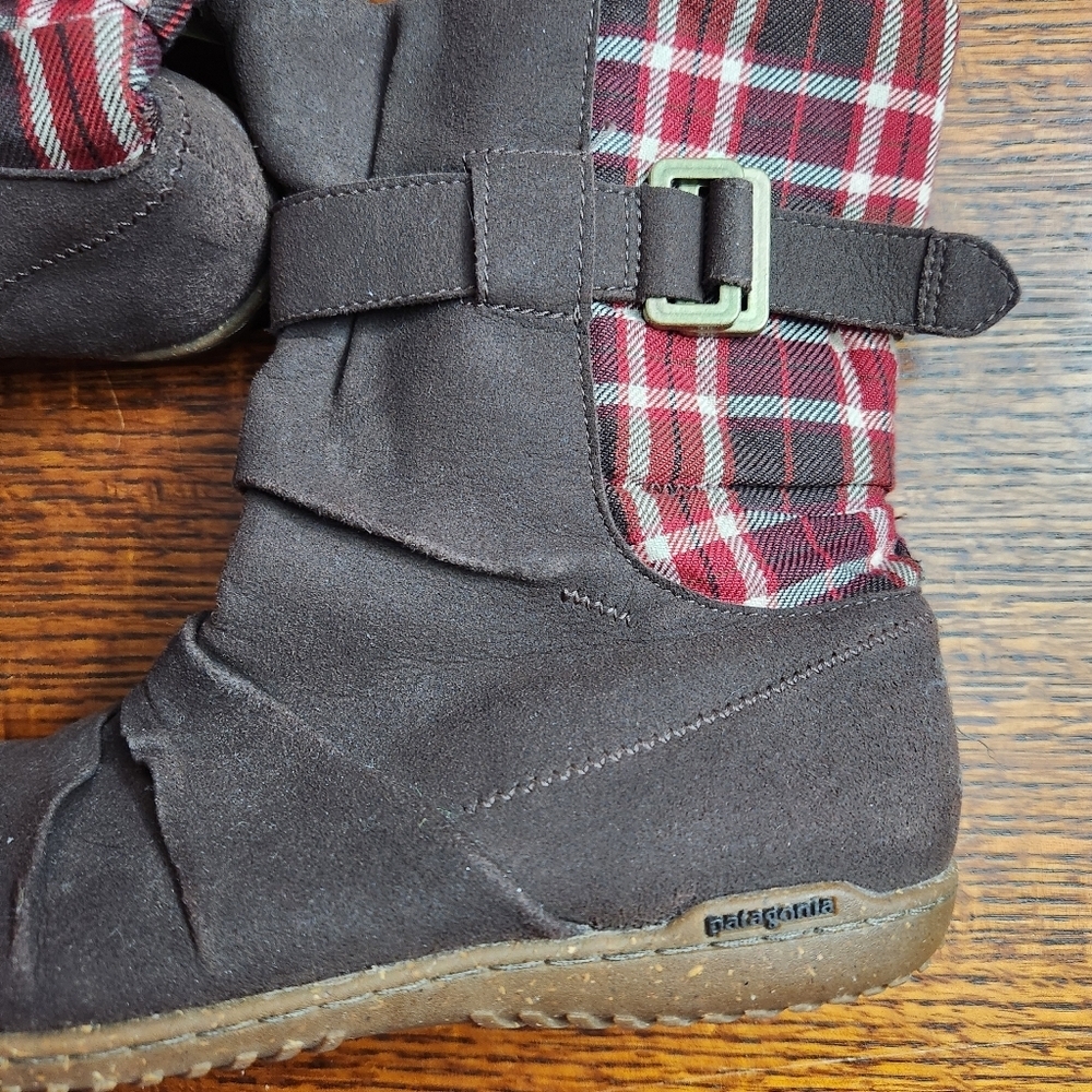 Patagonia brown and red plaid high top lightweight boots sizewomens 8.5 - Picture 6 of 11